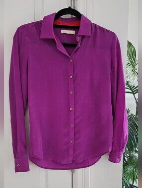 Silk Banana Republic Magenta Button-Up Blouse